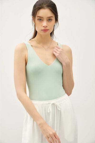 Basic V-Neckline Tank Bodysuit