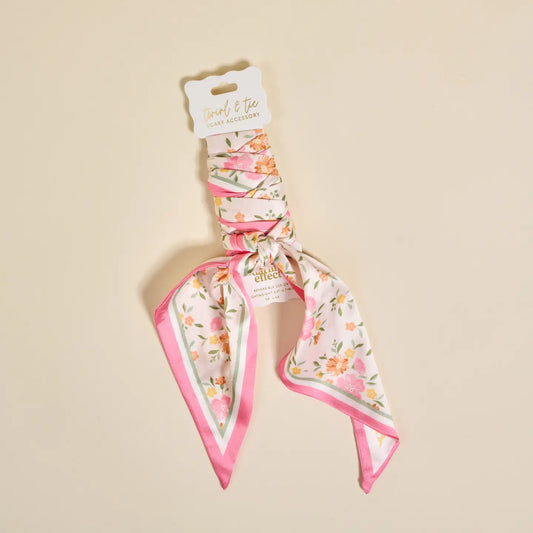 floral pink and yellow scarf