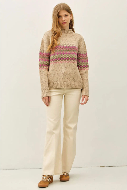 woman in fair isle sweater and pnats