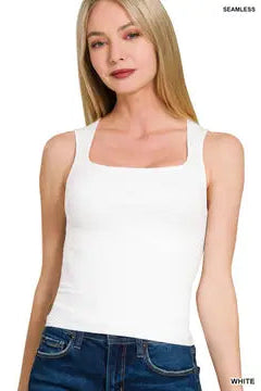 Seamless Double Layered Square Neck Tank Top