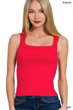 Seamless Double Layered Square Neck Tank Top