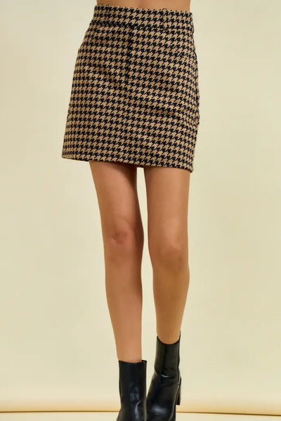 Houndstooth Jacquard Mini Skirt