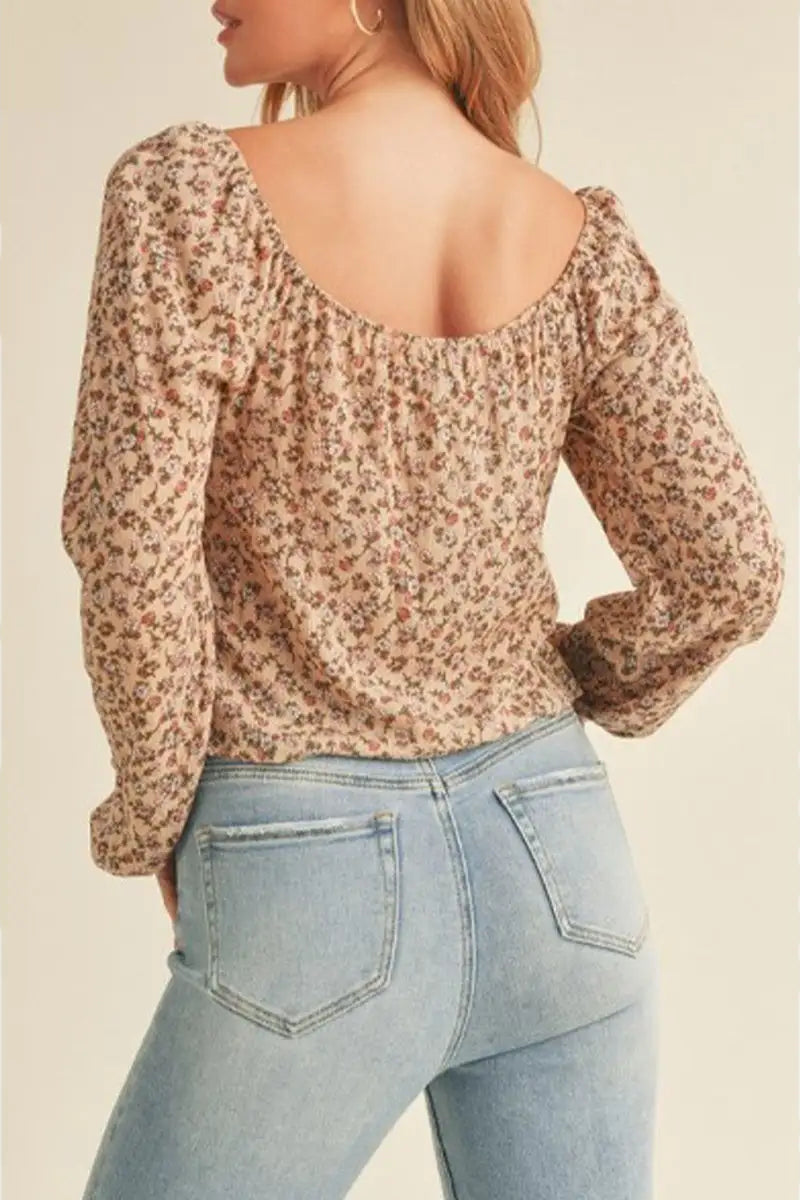 Floral Print Peasant Woven Top