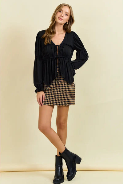 Houndstooth Jacquard Mini Skirt