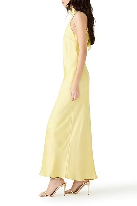 Yellow evening gown on a white background