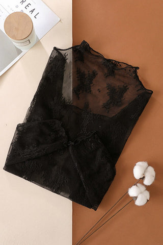 Semi Sheer Mesh Lace Top