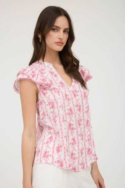 Petal Stripe Ruffle Top