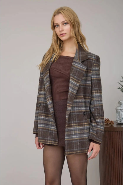 Plaid Long Line Coat