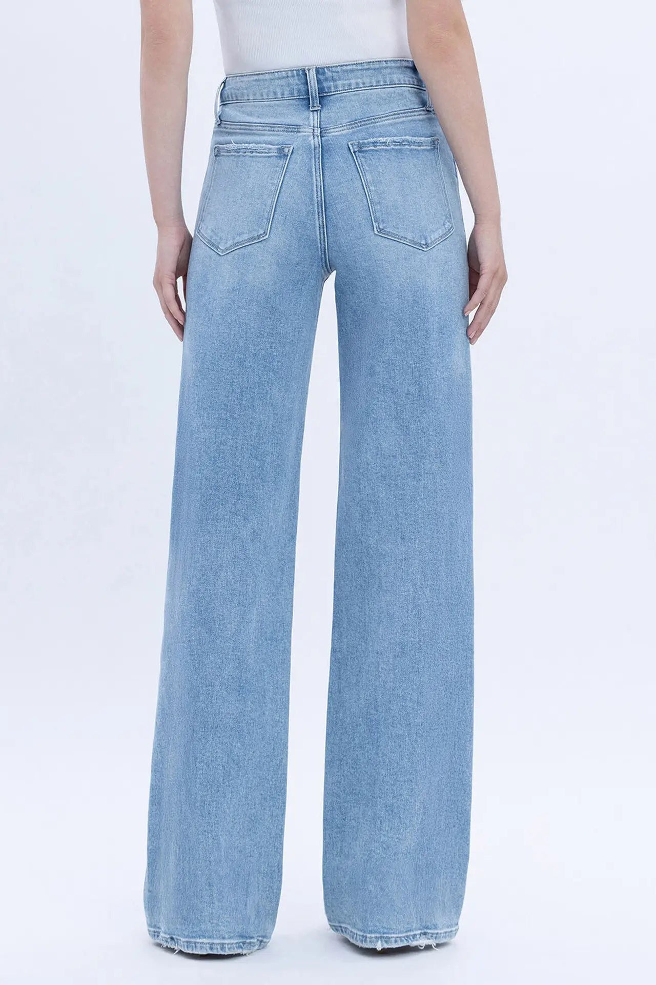 High Rise Full Length Wide Jeans
