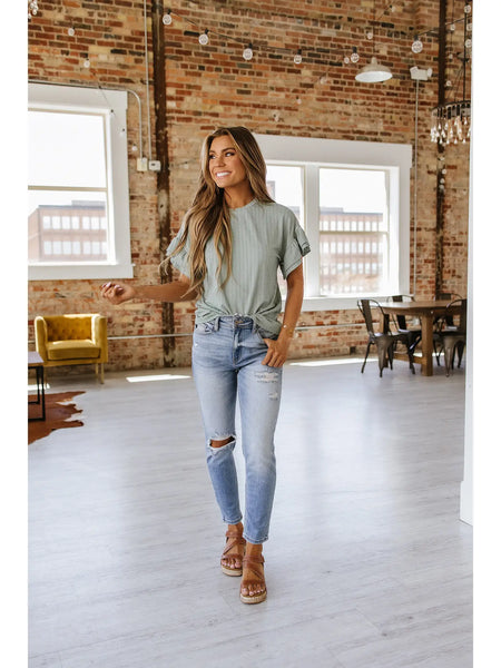 Heather Ruffle Sleeve Textured Blouse
