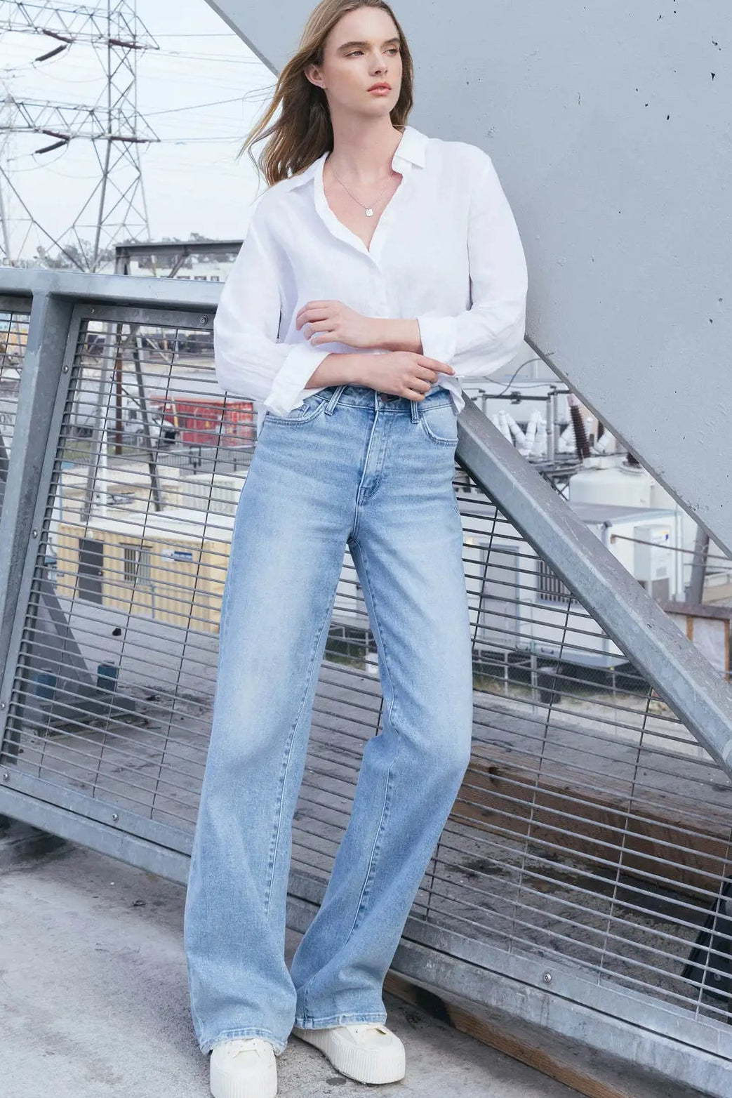 High Rise Full Length Wide Jeans