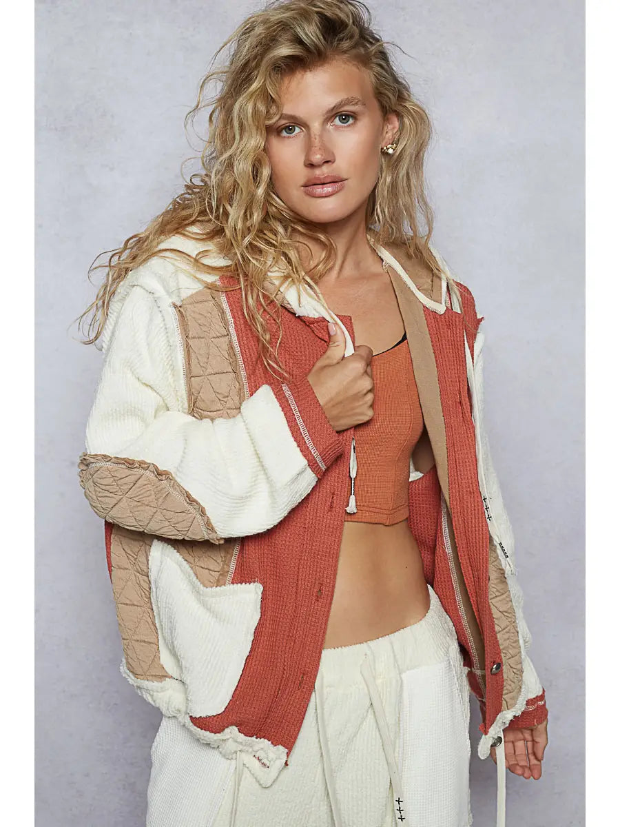 Mixed Elements Hooded Shacket