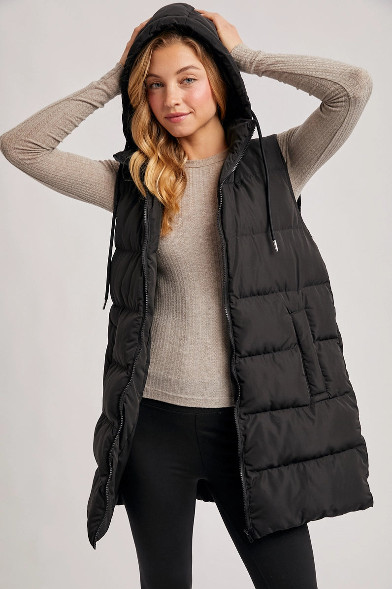 woman wearing puffer vest 