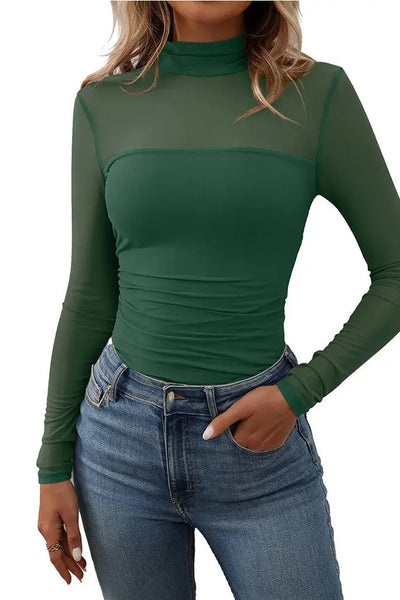 Half High Neck Sheer Top