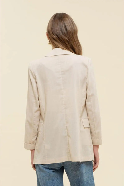 Cuff Sleeve Collared Blazer