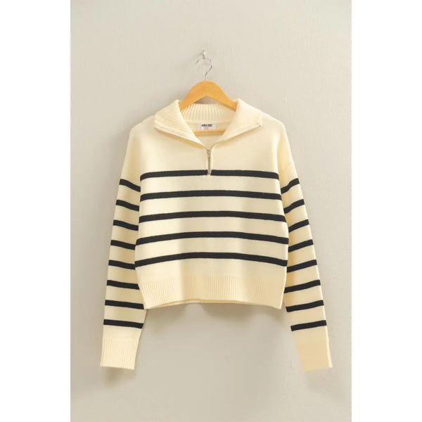 Striped Half Zip Sweater
