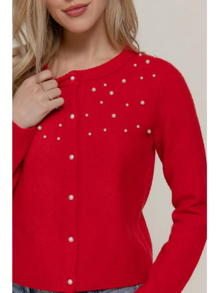 Pearl Embellished Sweater Cardigan