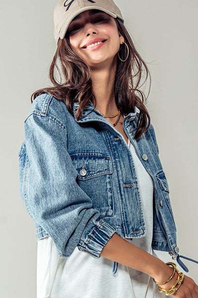 Utility Cropped Denim Jacket