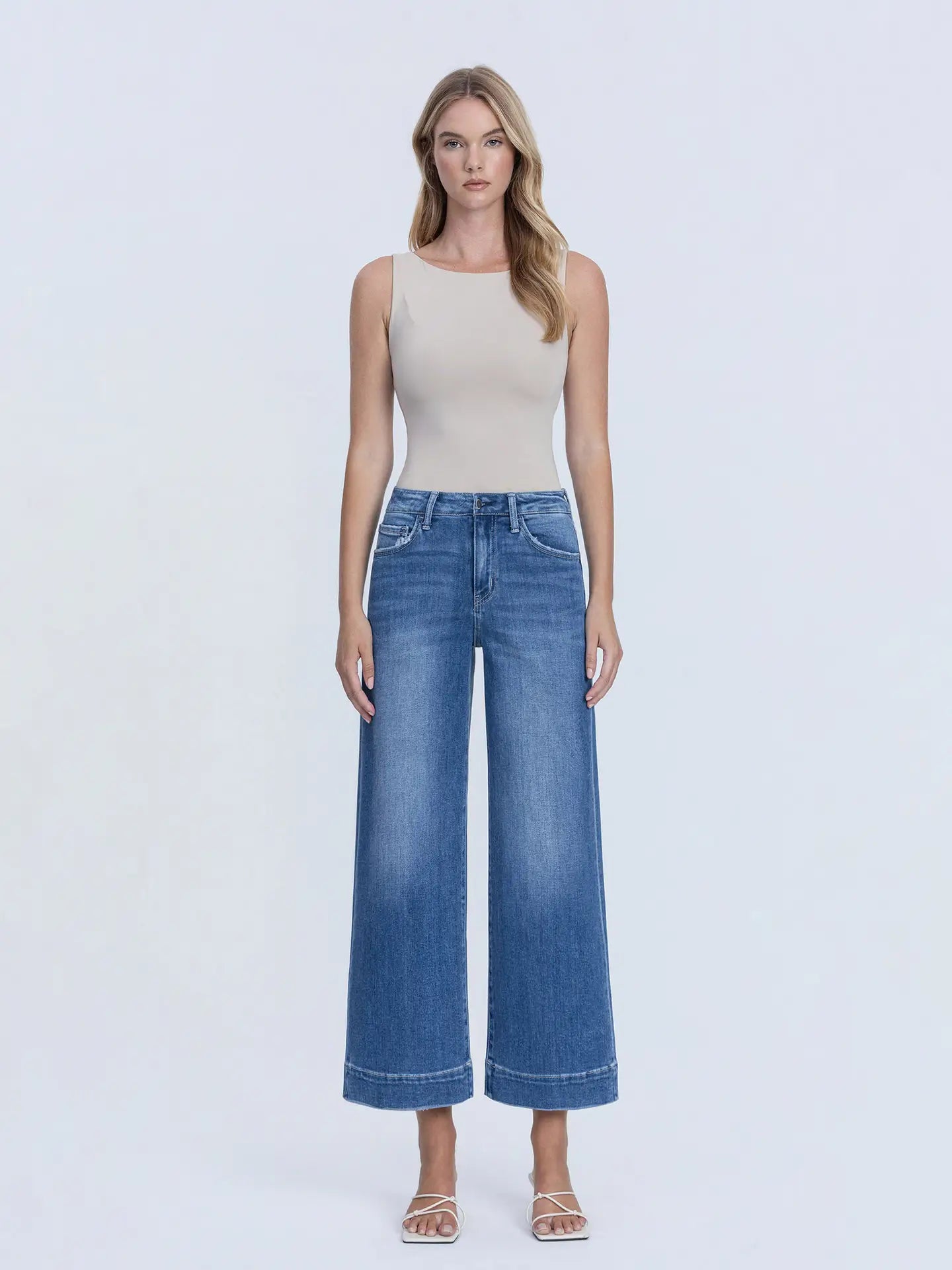 High Rise Crop Wide Trouser Jeans