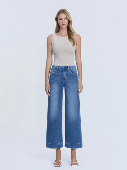High Rise Crop Wide Trouser Jeans