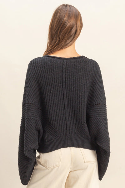 Ribbed Drop Sleeve Sweater
