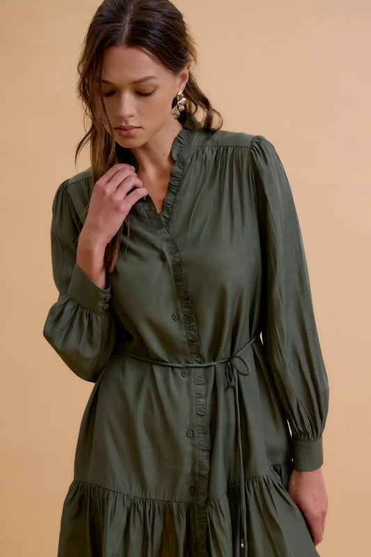 girl in green shirt dress