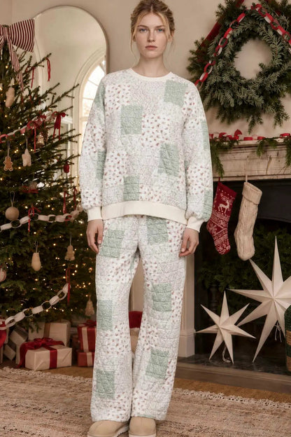 woman in quilted top and pants