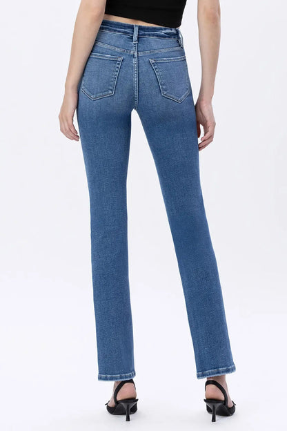 High Rise Long Slim Straight Jeans