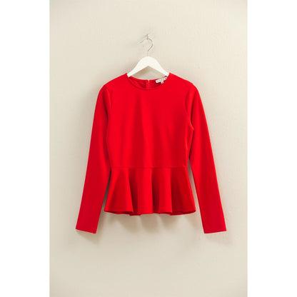 Peplum Tailored Long Sleeve Top