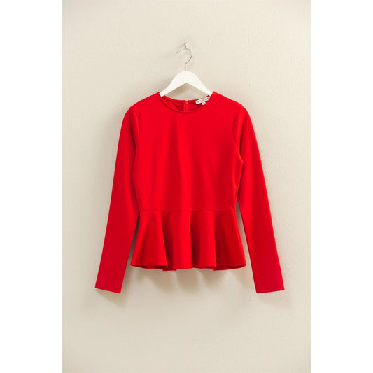 Peplum Tailored Long Sleeve Top