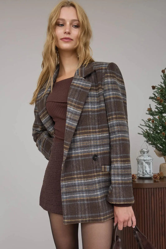 Plaid Long Line Coat