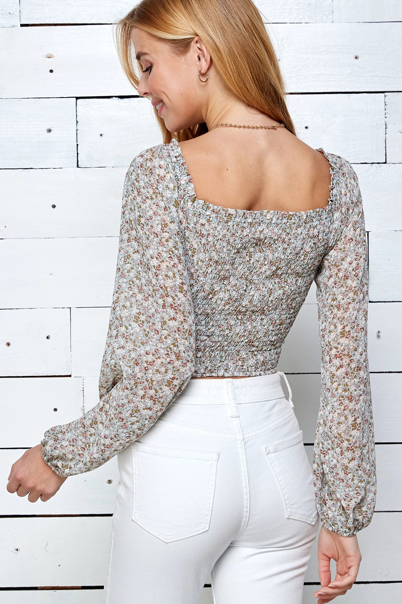 Fleurline Smocked Floral Blouse