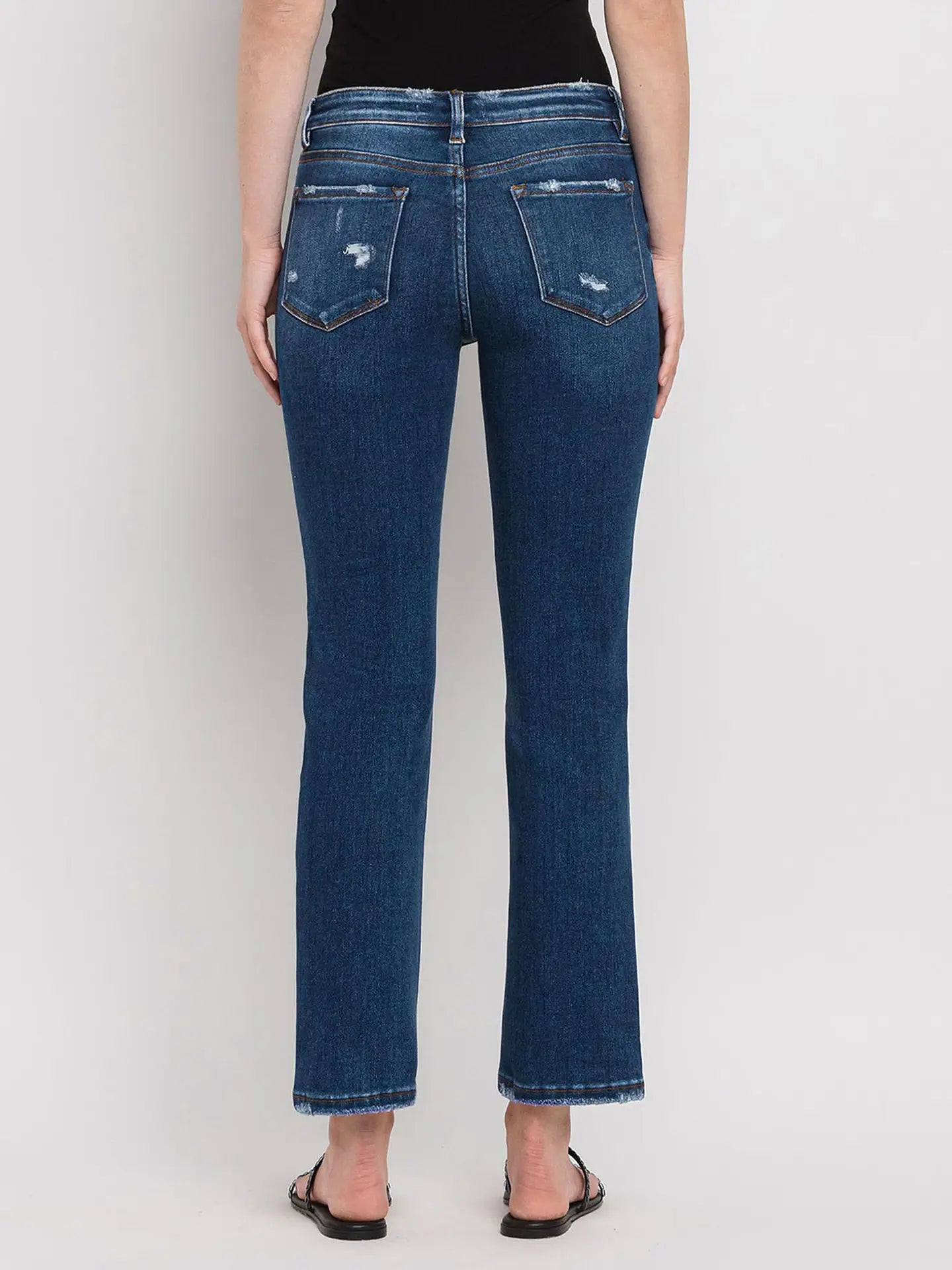 Mid Rise Ankle Slim Straight Jeans