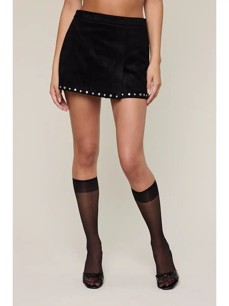 Suede Studded Mini Skort