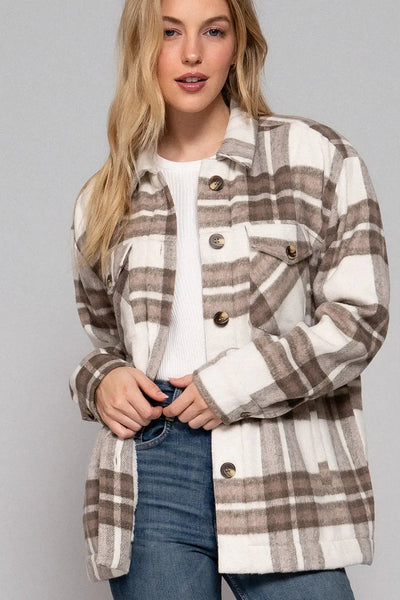 Plaid Jacket with Faux Fur Inside