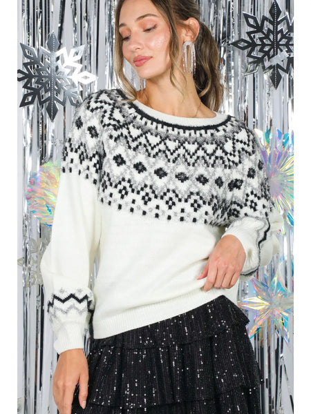 Fair Isle Glitter Yarn Sweater
