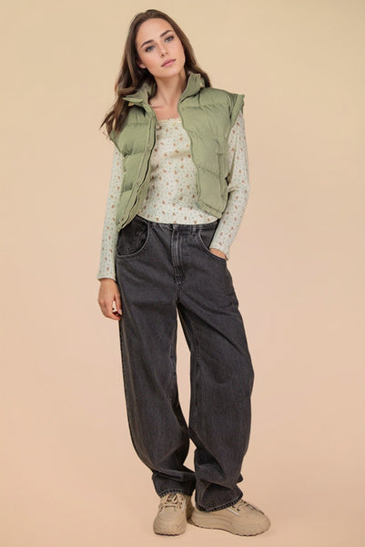 Mock Neck Casual Puffer Vest