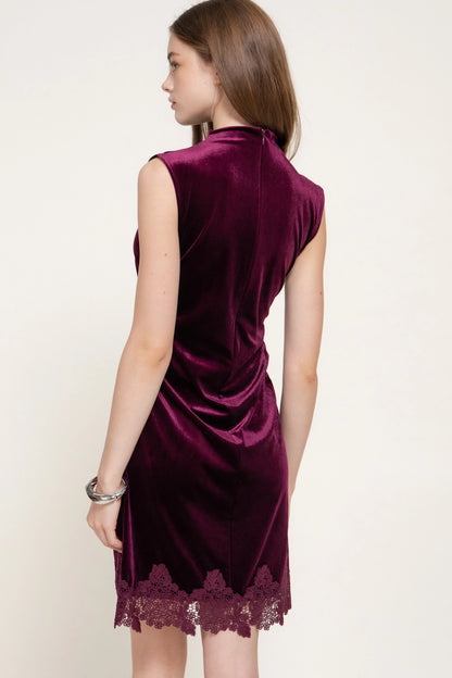woman in velvet dress