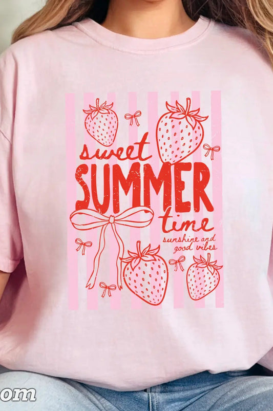 woman wearing sweet summertime tee