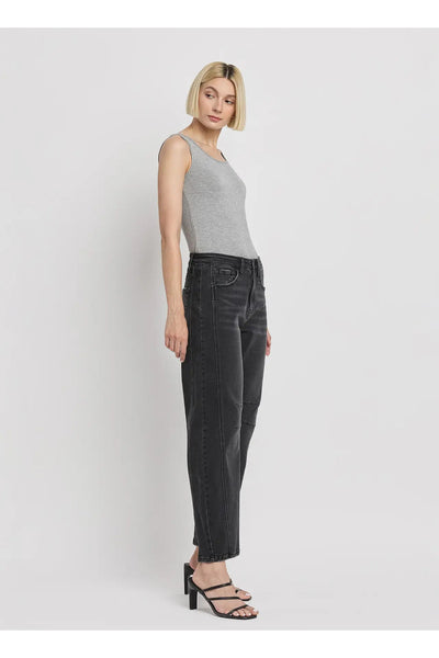 High Rise Ankle Barrel Leg Jeans