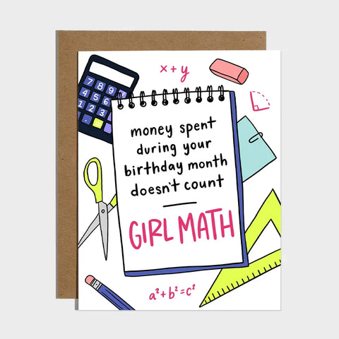 Girl Math Birthday Card