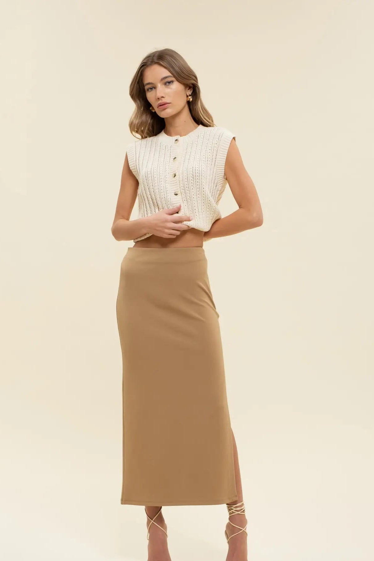 High Waist Midi Pencil Skirt