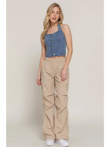 Stretch Denim Halter Top