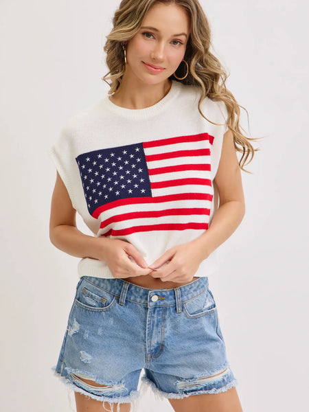 American Flag Knit Top