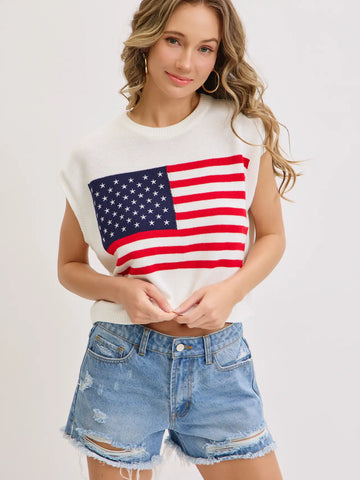American Flag Knit Top