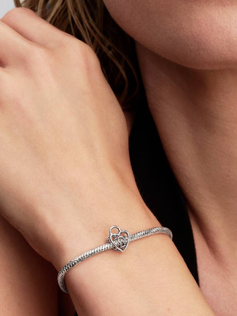 Openwork Heart Padlock Charm