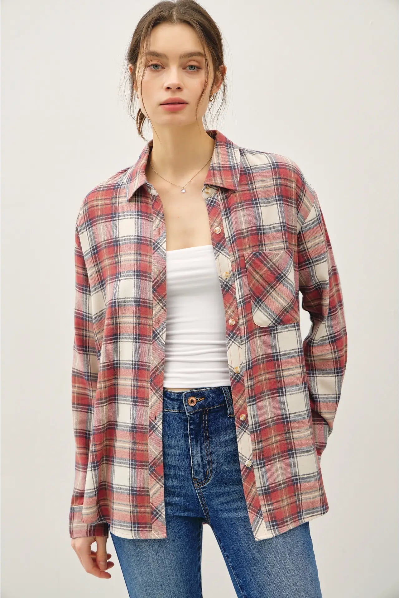 Classic Rosewood Plaid Button Up