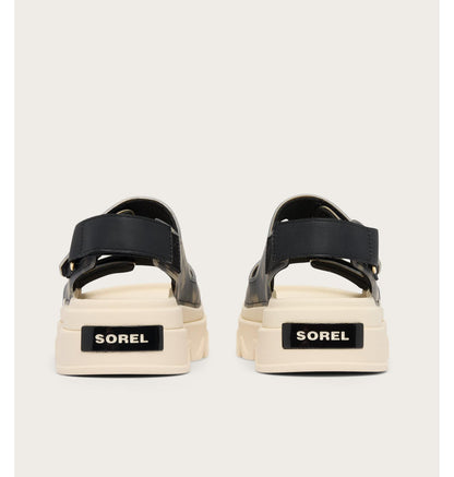 Pair of Sorel sandals on a light gray background