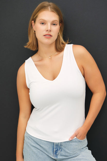 Basic V-neck Tank-Plus Size