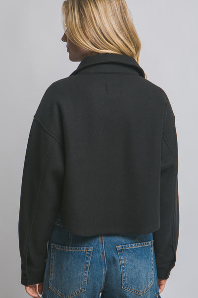 Fleece Cropped Snap-button Shacket